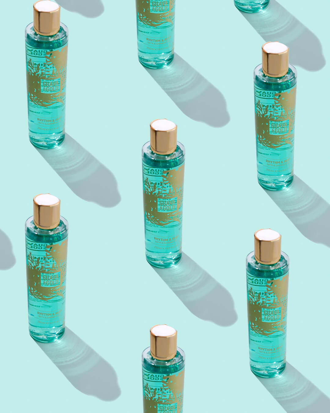 Guava & Gold shower gel bottles