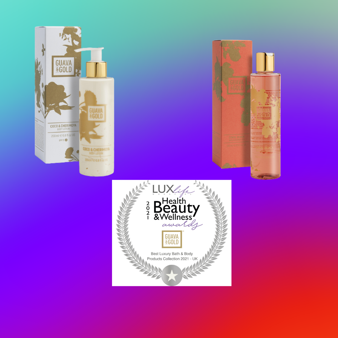 Guava & Gold products and Luxlife magazine winner's logo