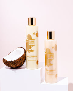 Coco & Cherimoya shampoo & conditioner with coconut in image